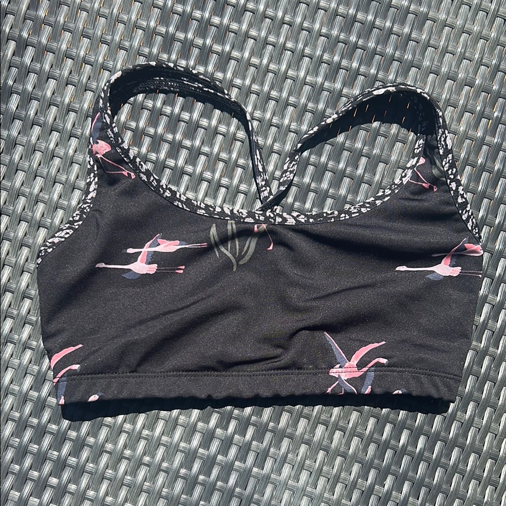 Onzie Black and Pink Lightning Sports Bra Medium Support